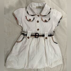 Burberry London White Dress with signature design - Girls XL Amazing Dress